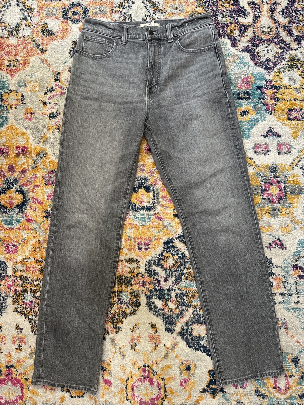 Madewell The 90s Straight Jeans Gray Wash High Rise Denim Size 27